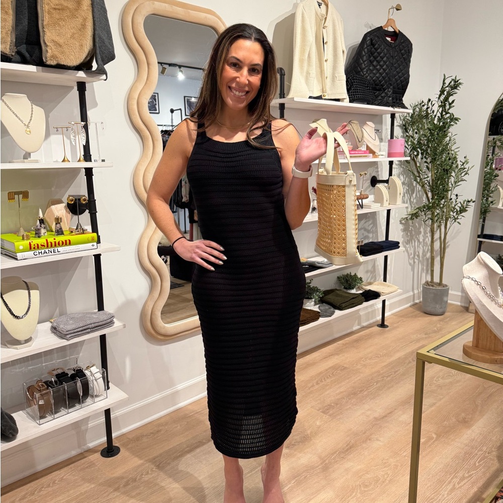 Black Crochet Midi Dress